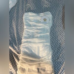 Elegant White Ruched Dress